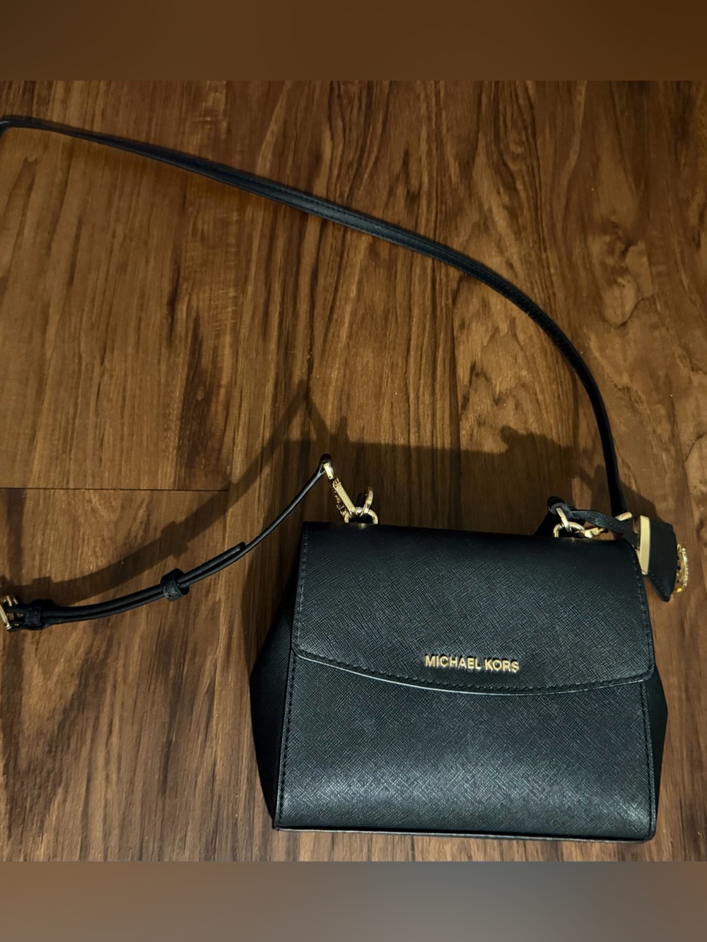 Michael Kors Black Crossbody Bag with Gold Hardware